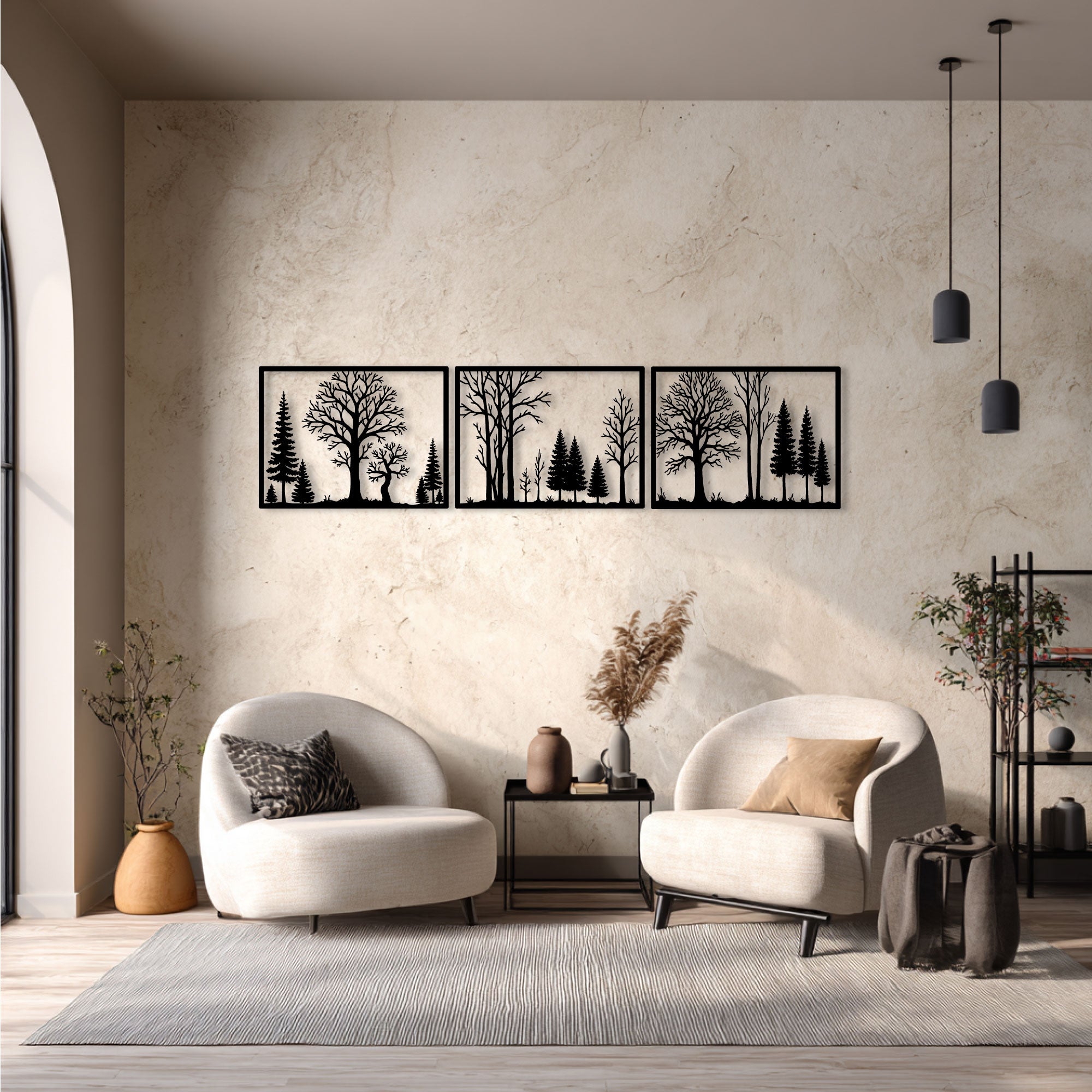 Décoration Murale en Métal - Forêt Triptyque