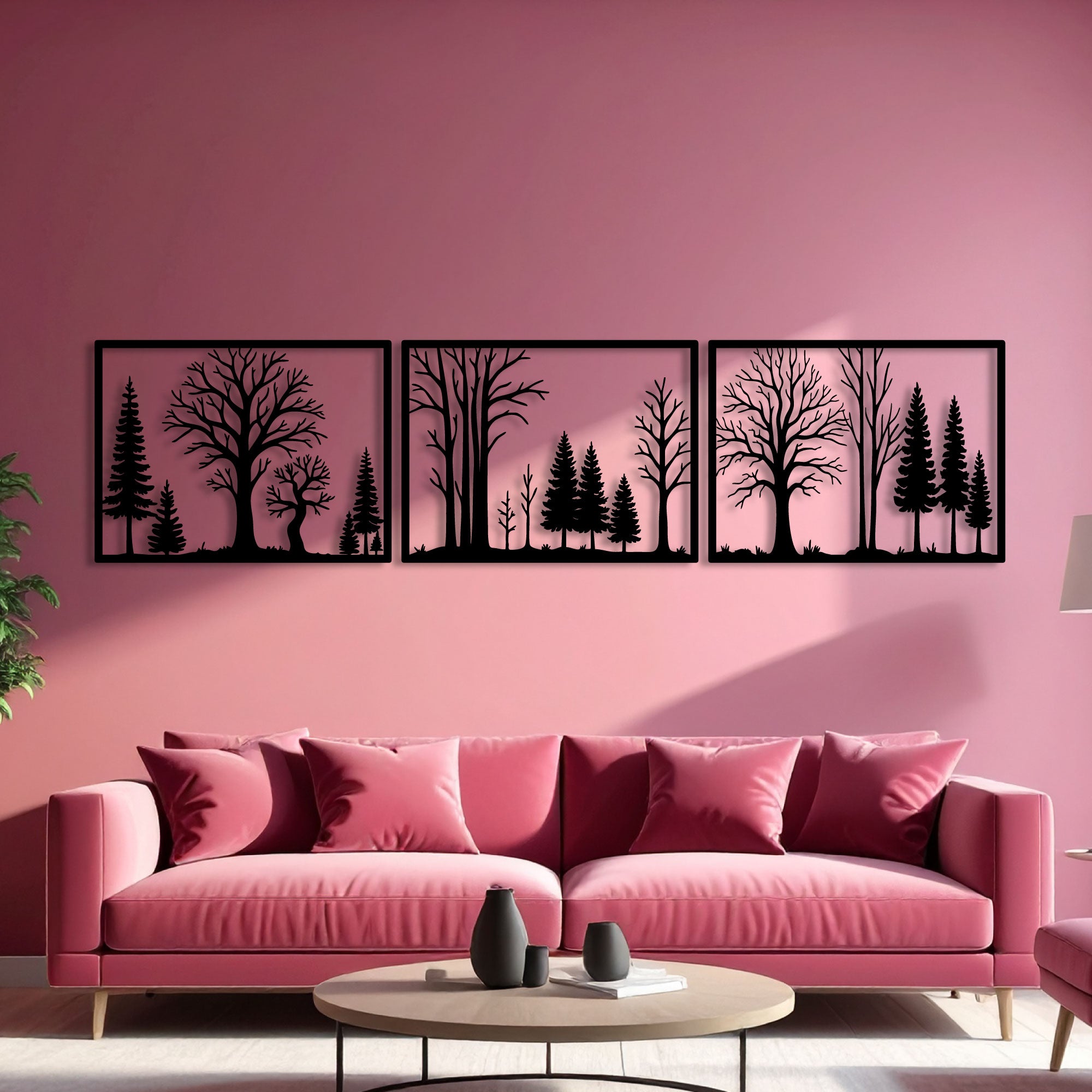 Décoration Murale en Métal - Forêt Triptyque