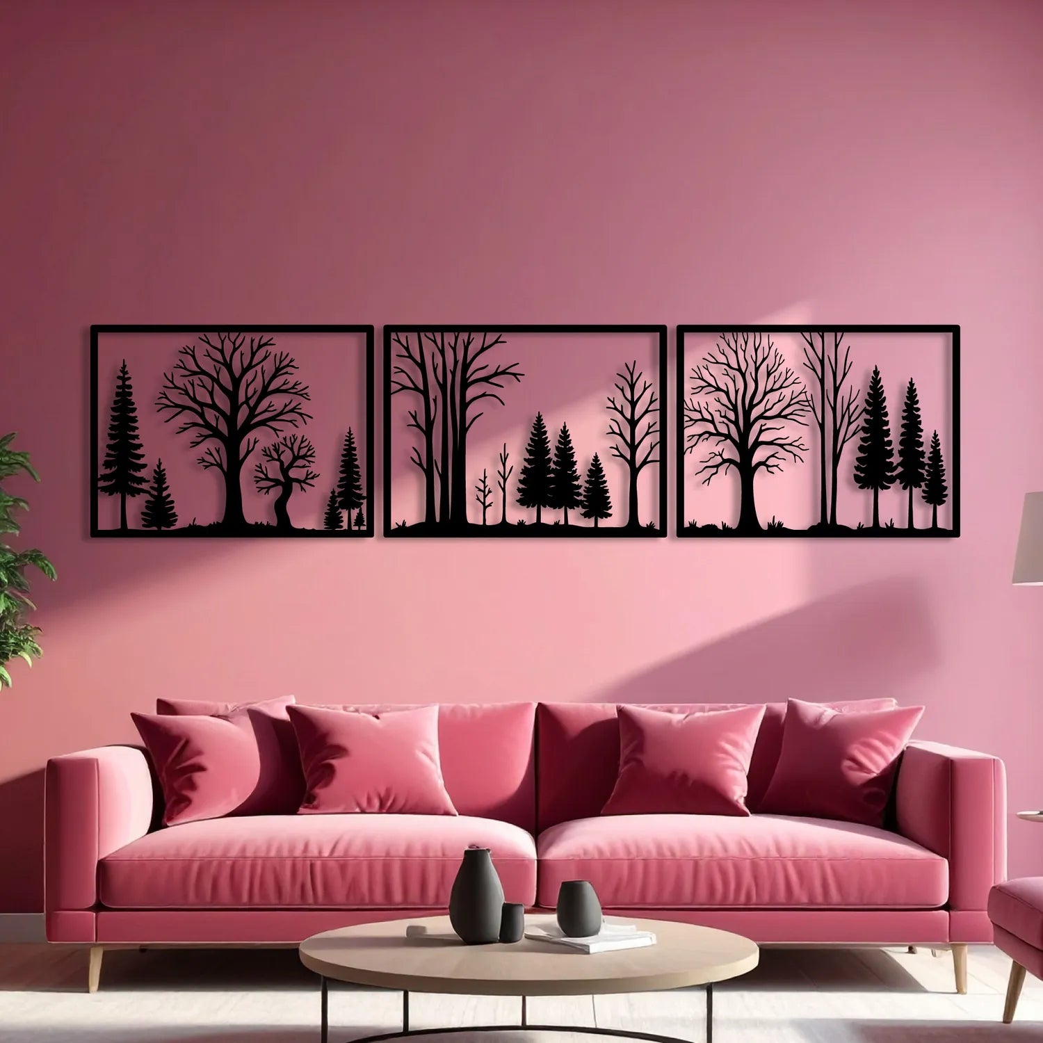 Décoration murale en métal - Forêt triptyque