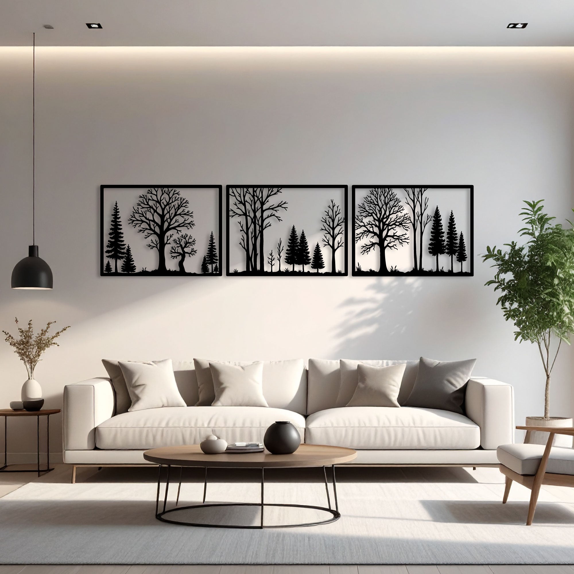 Décoration Murale en Métal - Forêt Triptyque