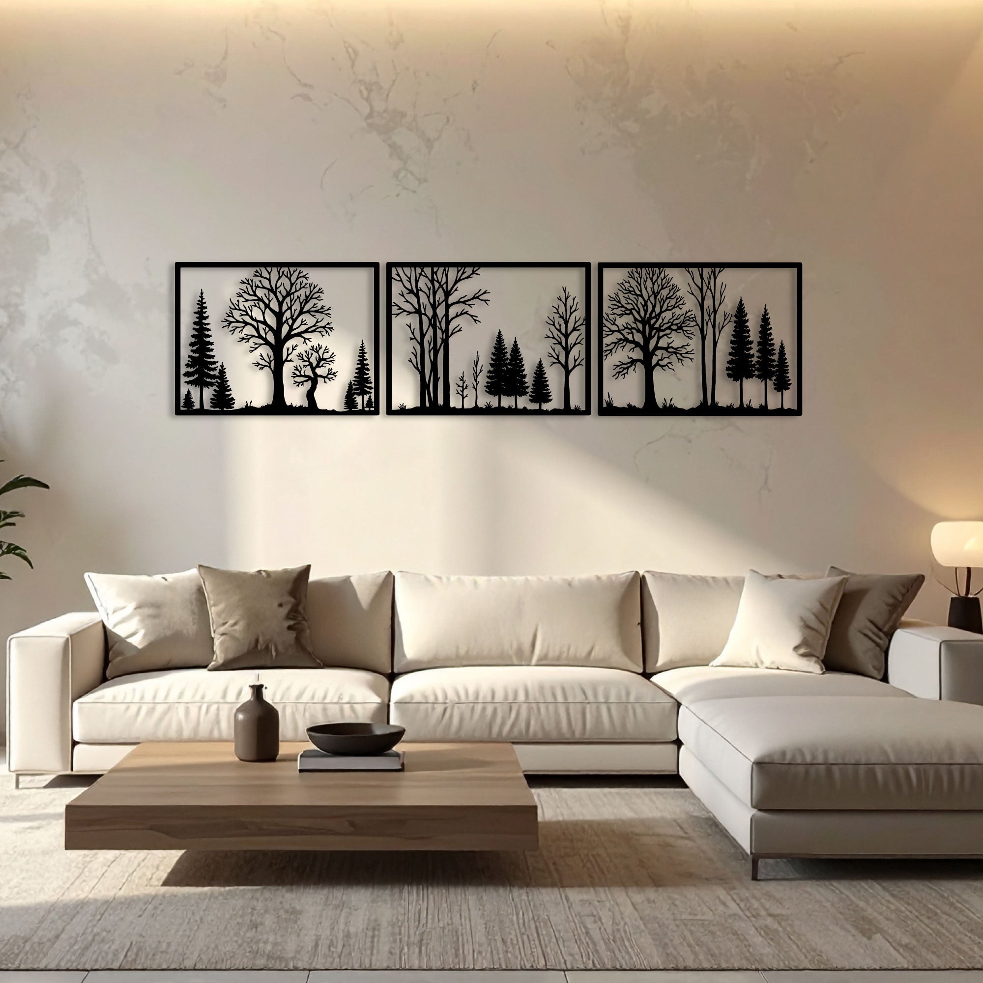Décoration Murale en Métal - Forêt Triptyque