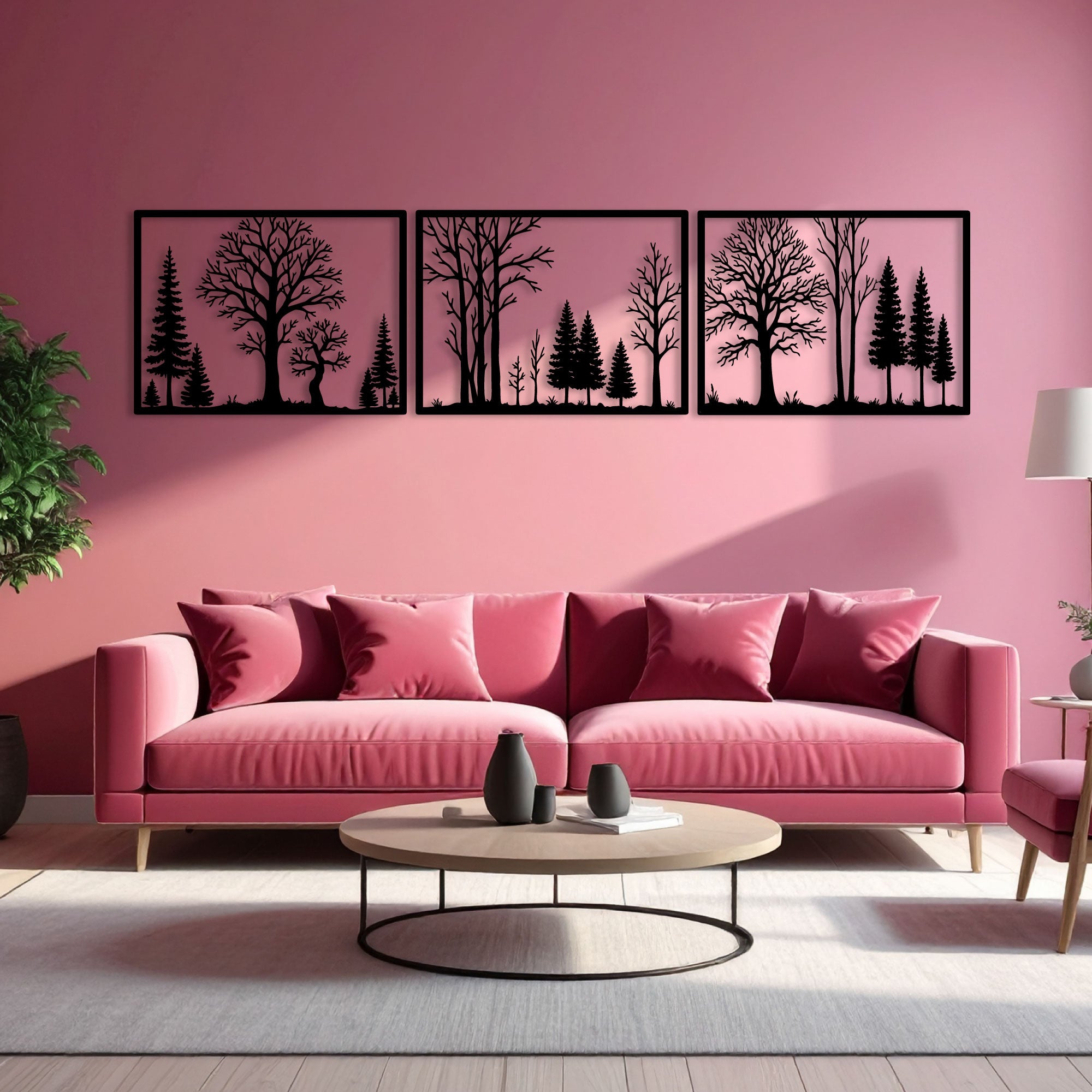 Décoration Murale en Métal - Forêt Triptyque