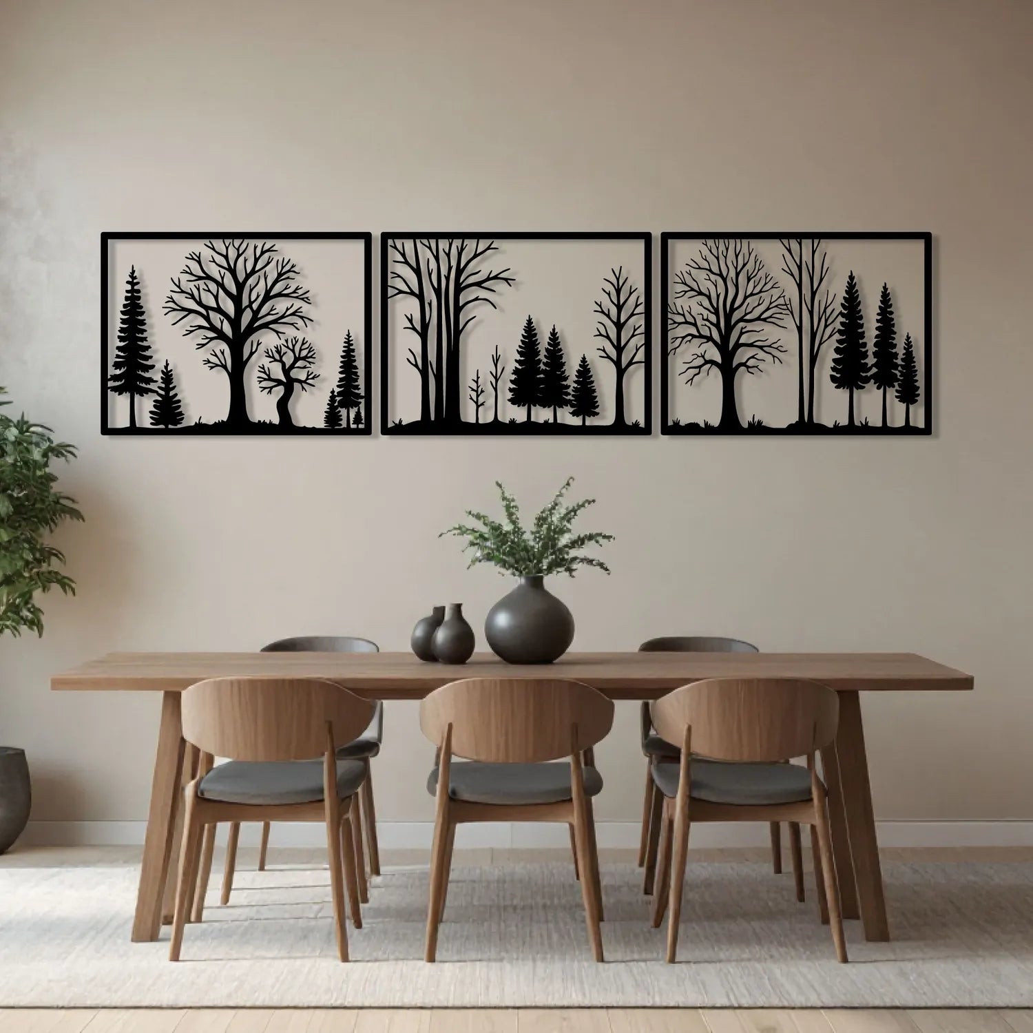 Décoration murale en métal - Forêt triptyque