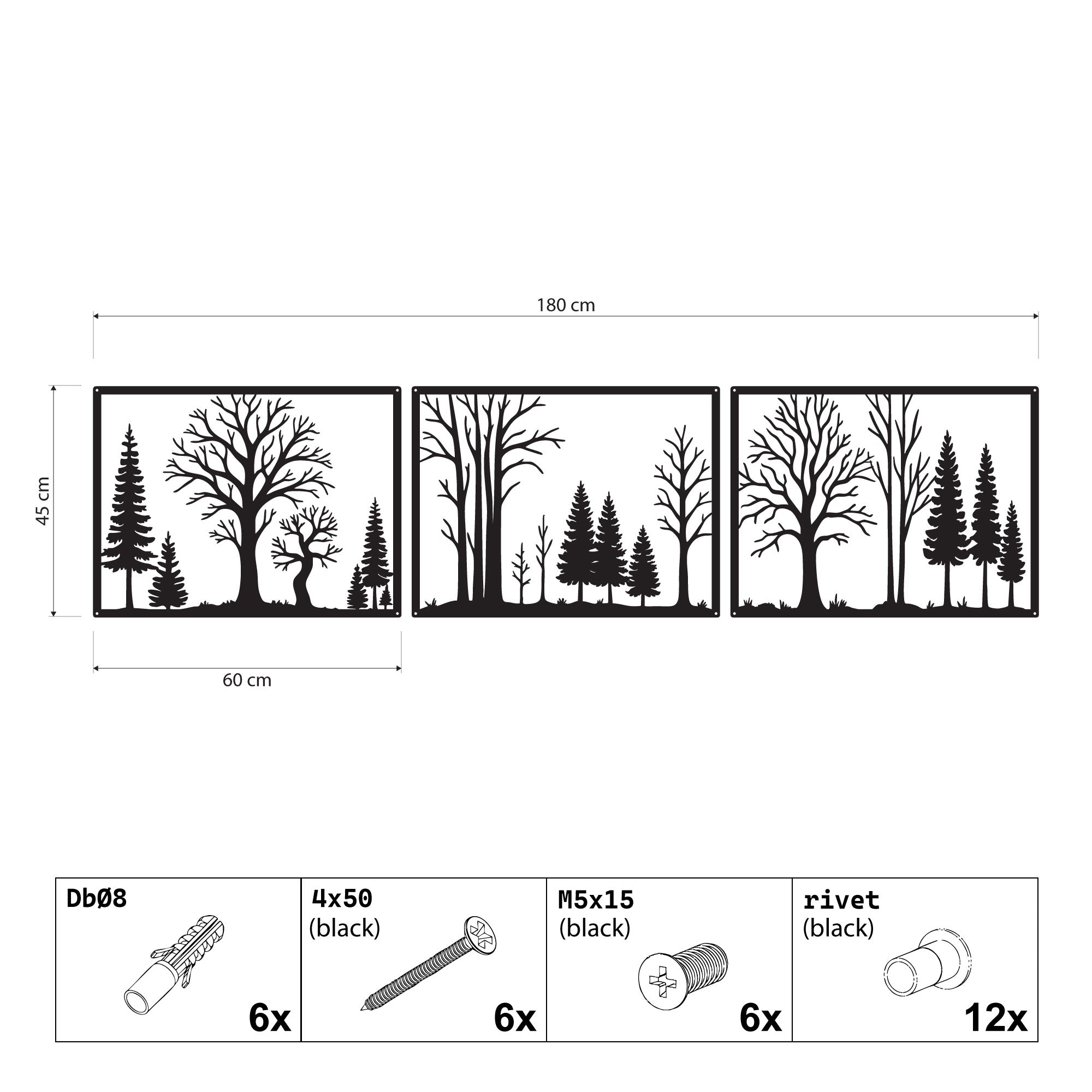 Décoration Murale en Métal - Forêt Triptyque
