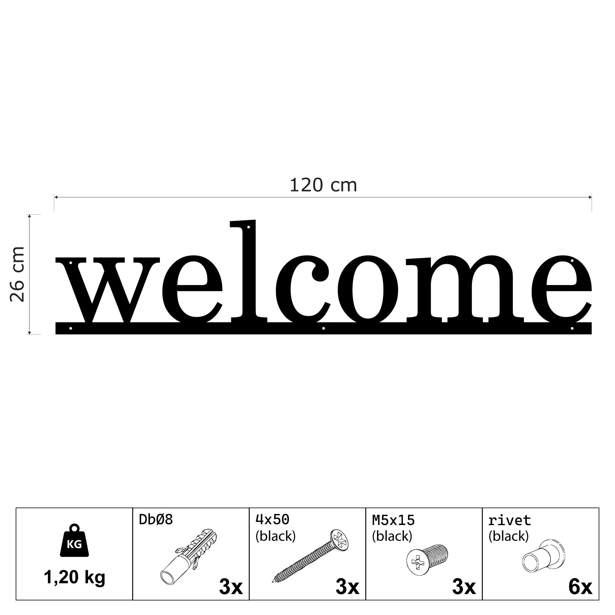 Welcome (HEY.01), Coffee Metal Wall Art
