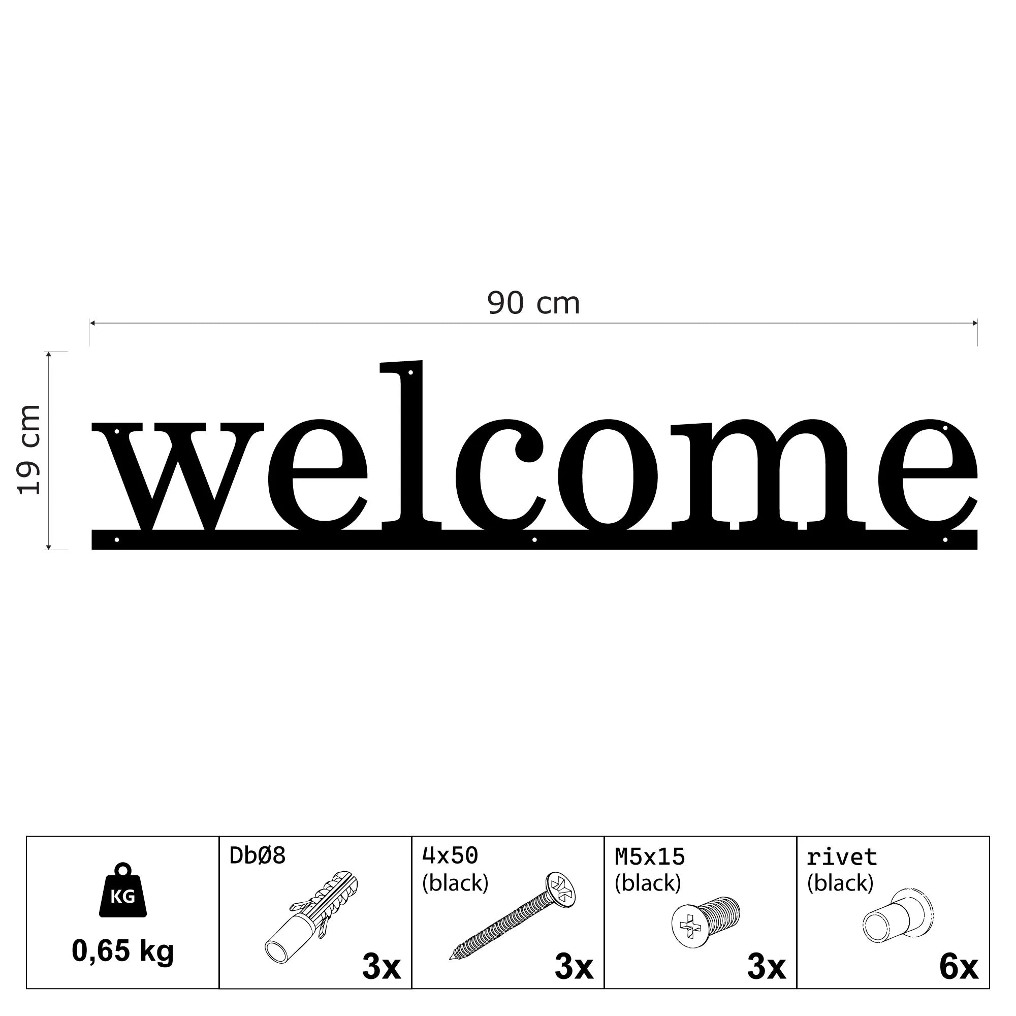 Welcome (HEY.01), Coffee Metal Wall Art
