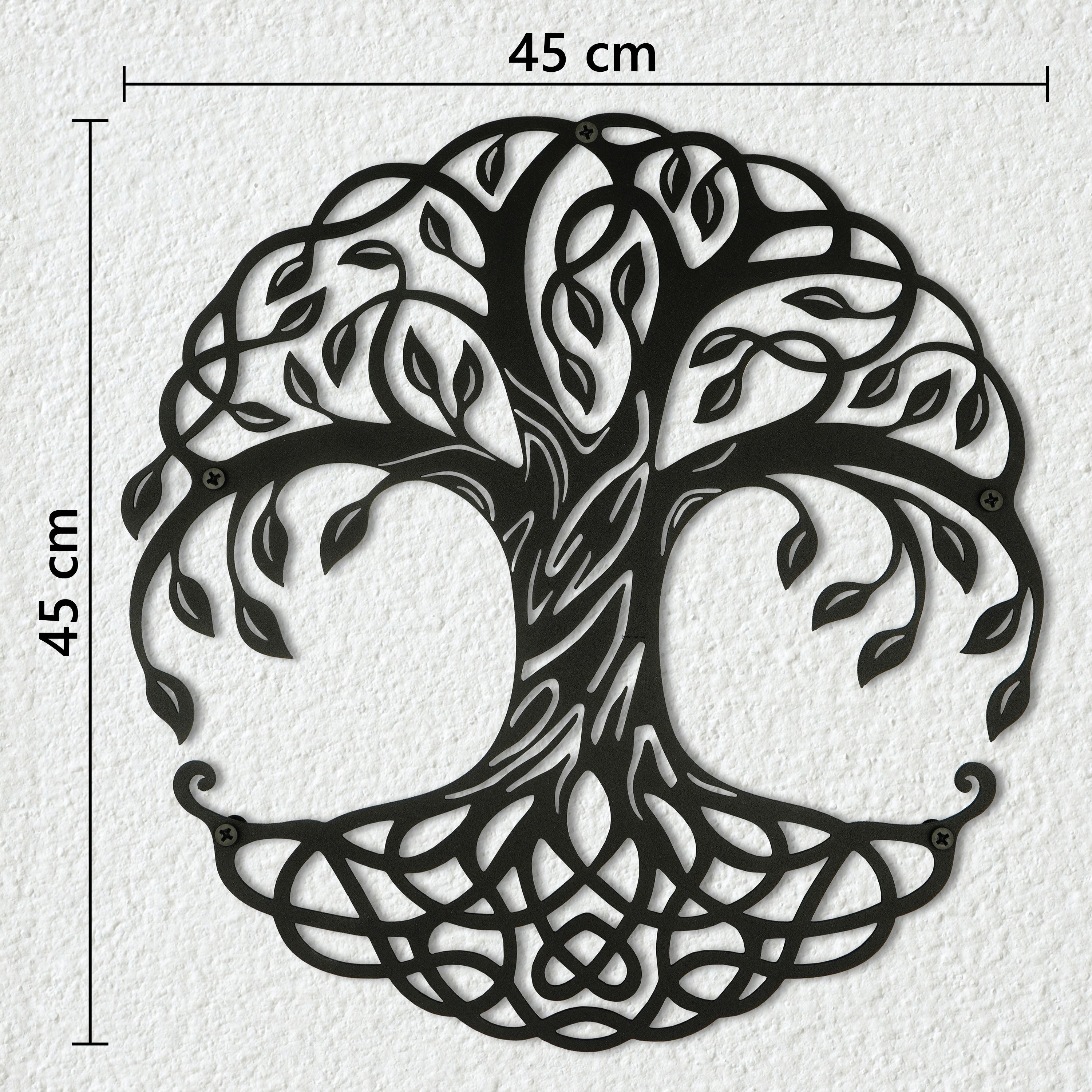 Wanddeko aus Metall - Lebensbaum - Kreis - Harmonie Design
