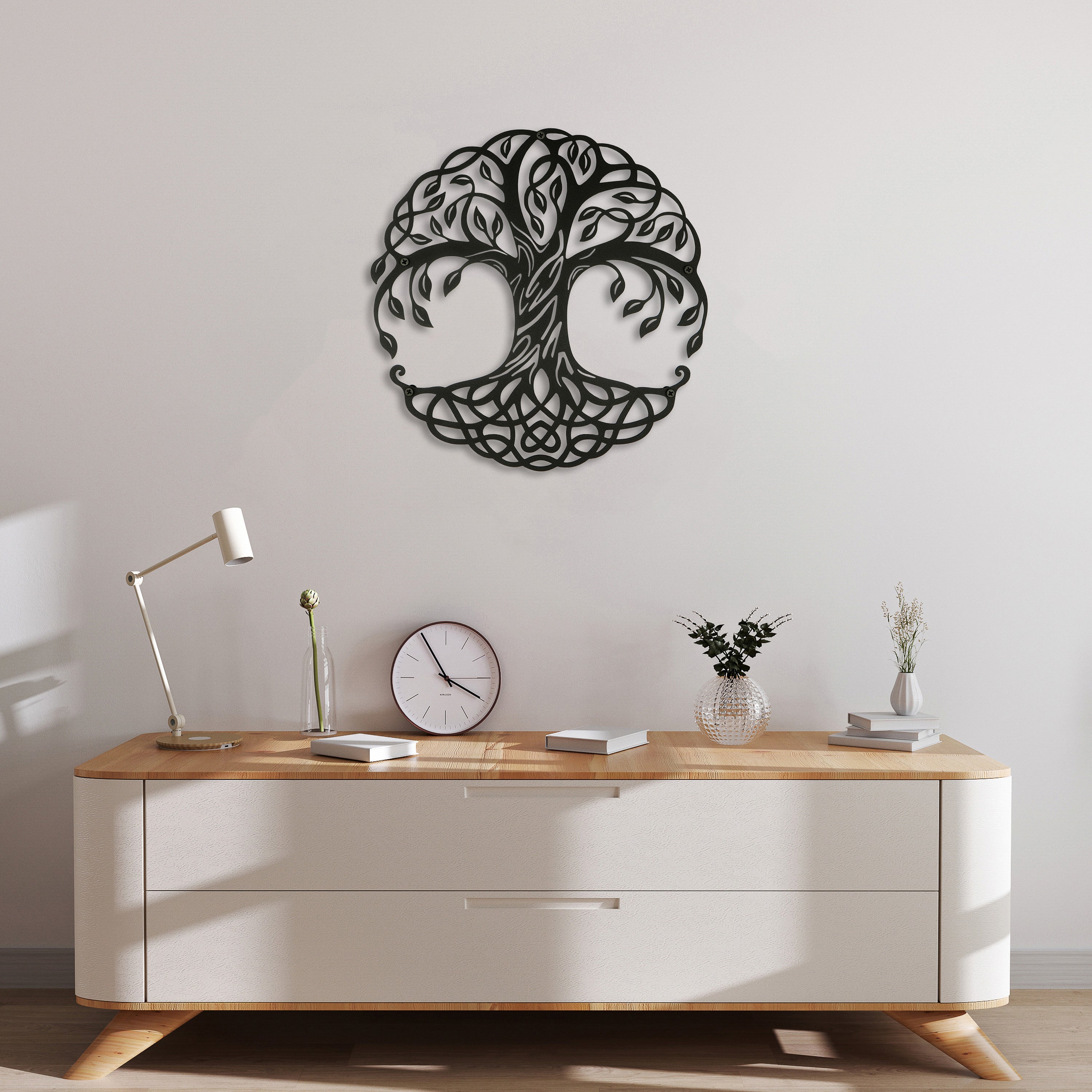 Wanddeko aus Metall - Lebensbaum - Kreis - Harmonie Design